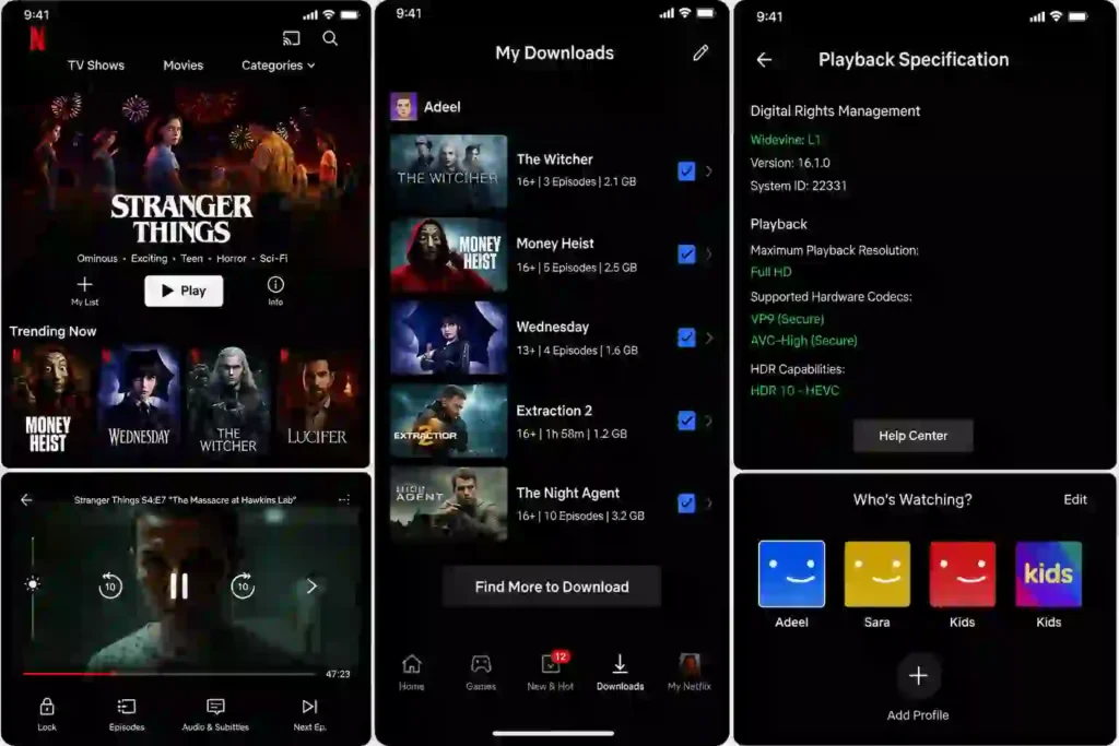 Netflix Premium Mod APK Screenshots – HD Streaming, Downloads & Premium Features