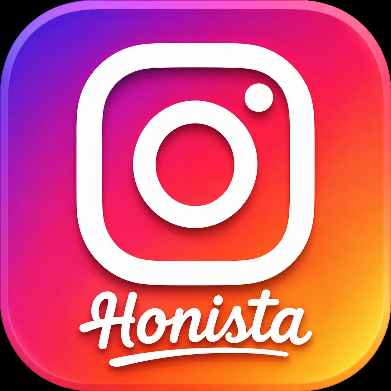 Modern Honista app icon with a colorful gradient background and a white camera-style logo representing a premium social media experience.