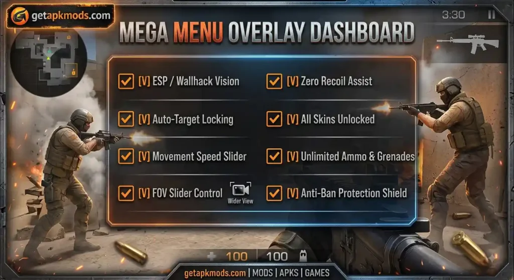 Mod menu overlay for Standoff 2 Mod.